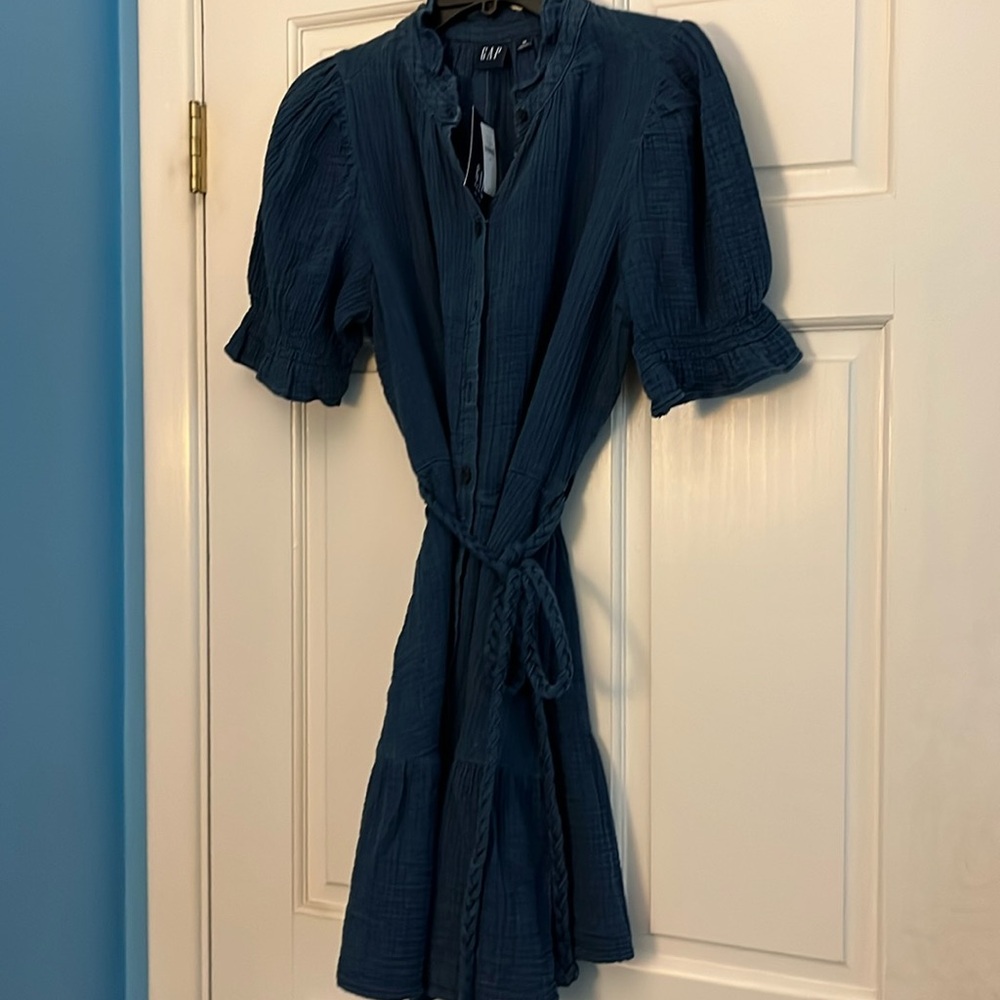 Women’s cotton dress, front rope tie